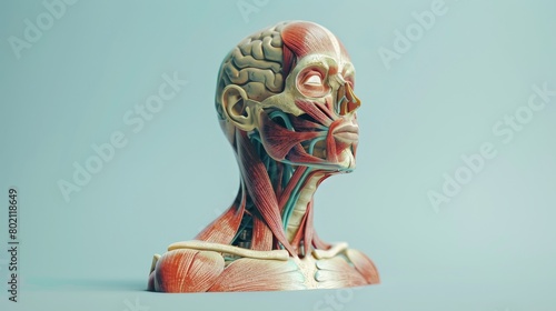 A captivating 3D rendering image illustrating the role of respiratory muscles, including the diaphragm, intercostal muscles, and accessory muscles, in breathing photo