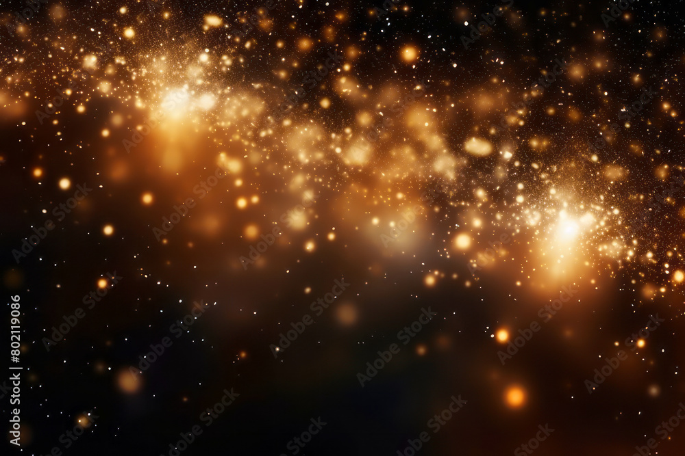 © Anna - Golden abstract bokeh on black background. Celebrating Christmas, New Year or other holidays.