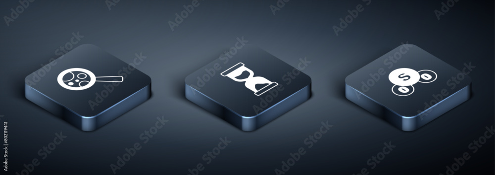 Set Isometric Microorganisms under magnifier, Sulfur dioxide SO2 and Old hourglass icon. Vector Set Isometric Microorganisms under magnifier, Sulfur dioxide SO2 and Old hourglass icon. Vector