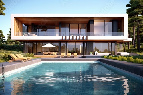 Luxurious Modern House with Pool: Close-Up © João Queirós