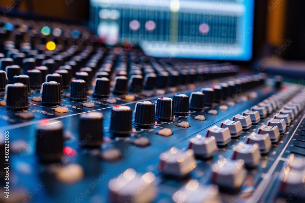 Close-Up of Professional Audio Mixing Console Close-Up of Professional Audio Mixing Console