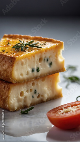 Savory Cheese Slice, Delicious Dairy Goodness Displayed on a Crisp White Surface.