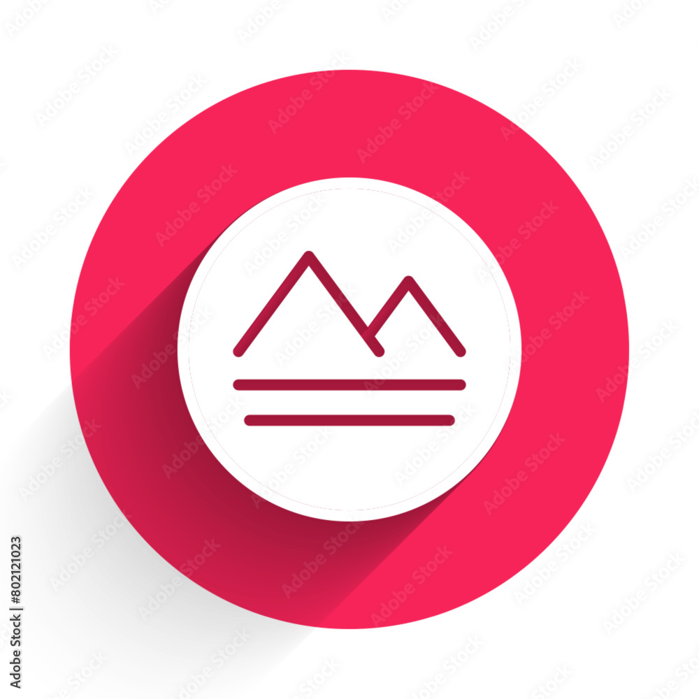 White Earth element of the symbol alchemy icon isolated with long shadow background. Basic mystic elements. Red circle button. Vector White Earth element of the symbol alchemy icon isolated with long shadow background. Basic mystic elements. Red circle button. Vector