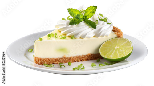 Zesty Homemade Key Lime Pie isolated on transparent background PNG