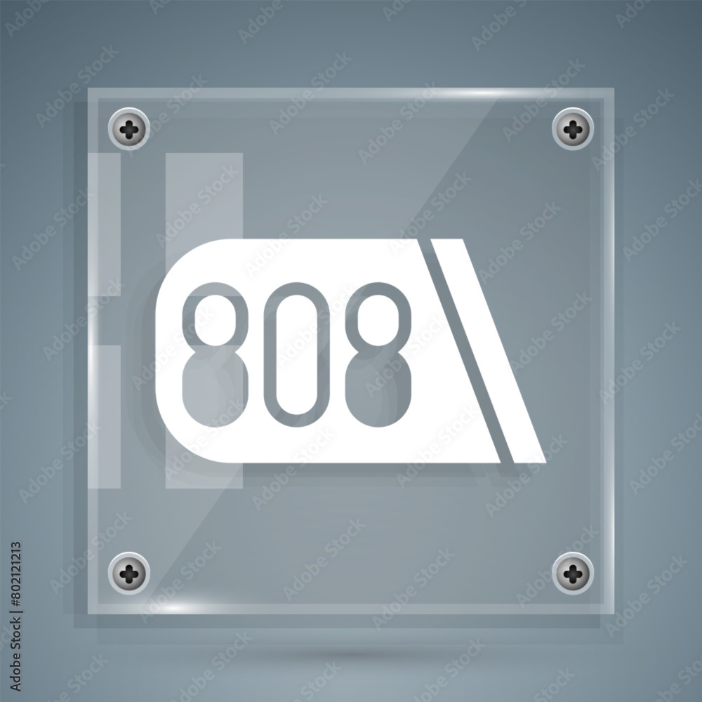 White Drum machine music producer equipment icon isolated on grey background. Square glass panels. Vector White Drum machine music producer equipment icon isolated on grey background. Square glass panels. Vector