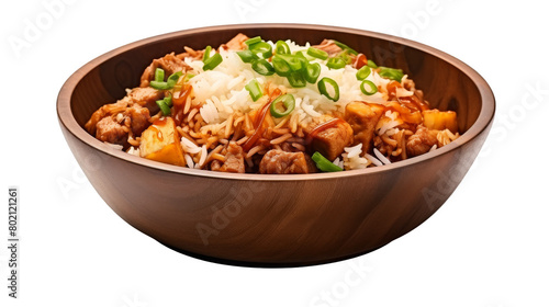Spicy Kimchi Fried Rice isolated on transparent background PNG