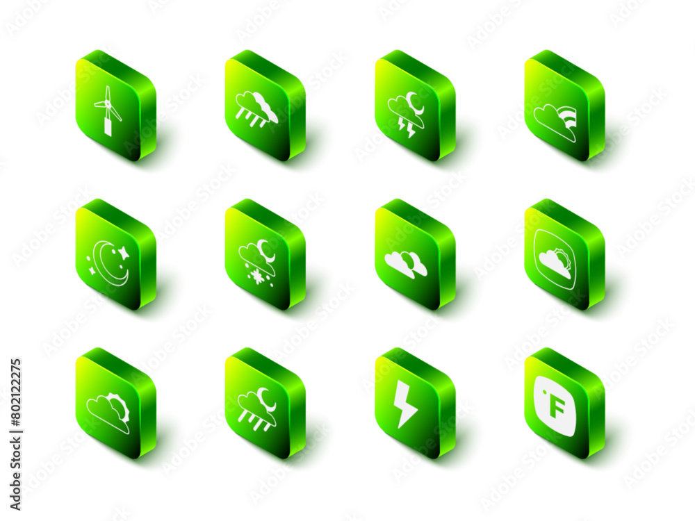 Set Cloud with rain, Storm, Rainbow clouds, Weather forecast, Fahrenheit, Sun and weather, Lightning bolt and moon icon. Vector Set Cloud with rain, Storm, Rainbow clouds, Weather forecast, Fahrenheit, Sun and weather, Lightning bolt and moon icon. Vector