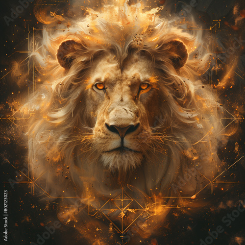 Lion Amidst Golden Stardust