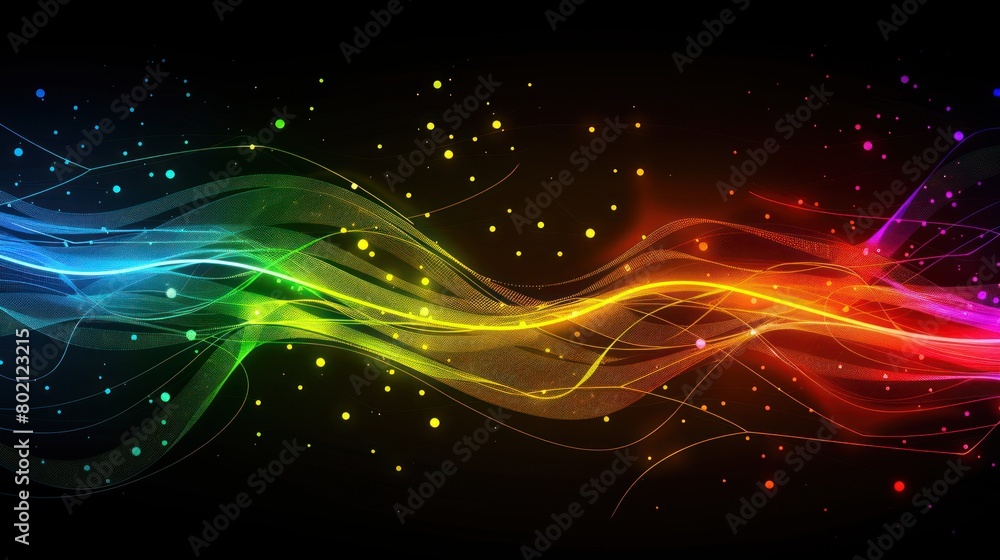Fototapeta premium Abstract digital technology background, Abstract yellow waves - data flow concept.Digital technology background,. digital futuristic.