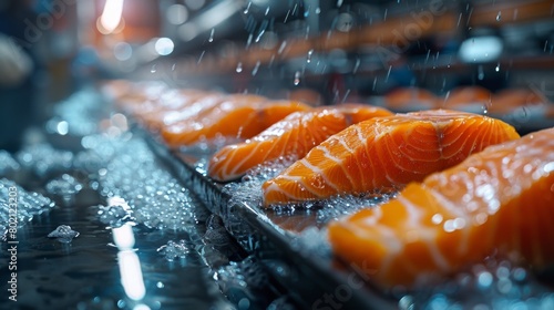 showcasing the final step of preparing salmon products for export, ready to journey while maintaining naturalness photo