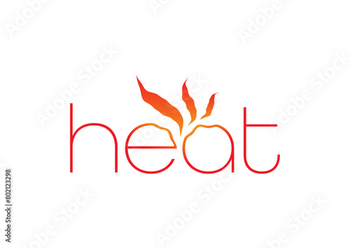 Heat word and flame concept. red heat logo