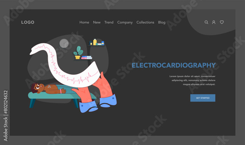 Pediatric cardiology check. Vector illustration