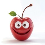 3d illustration of cherry cartoon character, isolated on white background