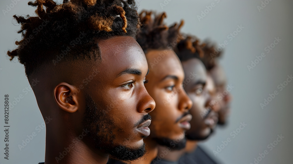 Line of Young Black Men with Dreadlocks in Different Styles Stock Photo ...