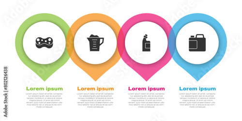 Set Sponge, Washing powder, Bottle for cleaning agent and . Business infographic template. Vector