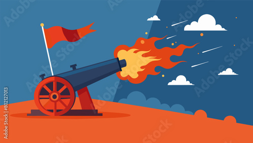 As the cannon is fired the flag of the country is hoisted high a powerful and moving tribute to the sacrifices made for independence.. Vector illustration