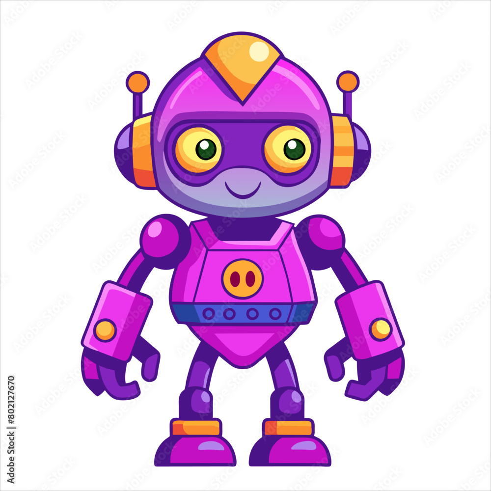 Cartoon Purple Robot Illustration 