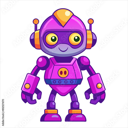 Cartoon Purple Robot Illustration 