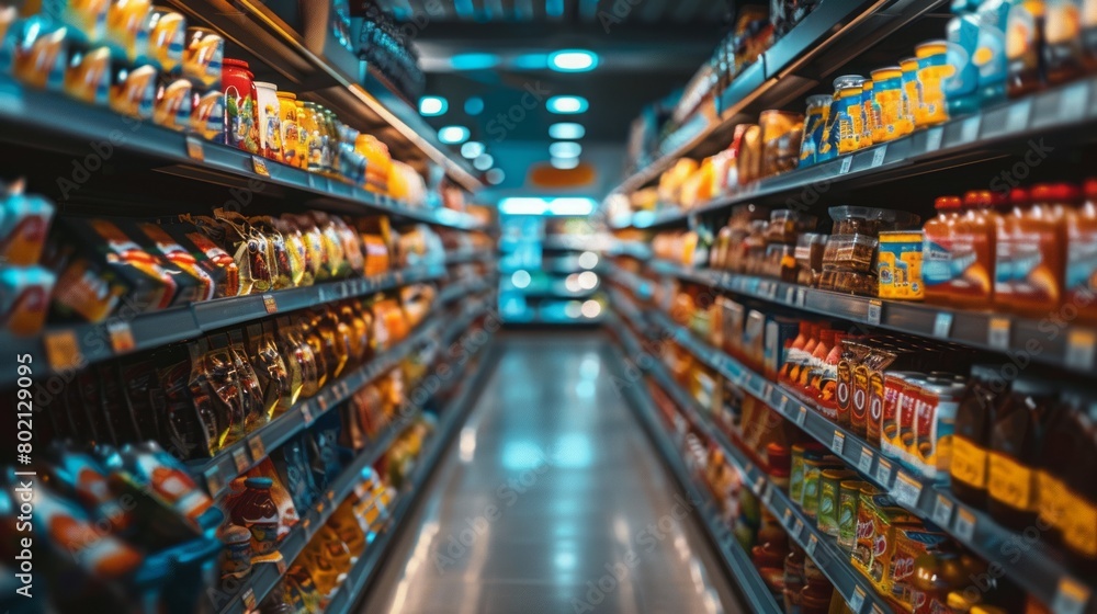 Defocused Blurred Supermarket Interior