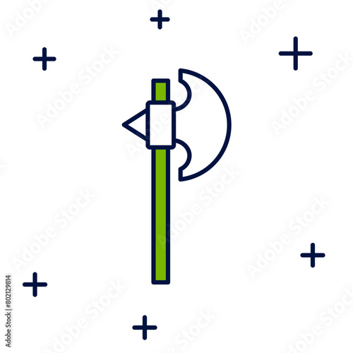 Filled outline Medieval axe icon isolated on white background. Battle axe, executioner axe. Medieval weapon. Vector