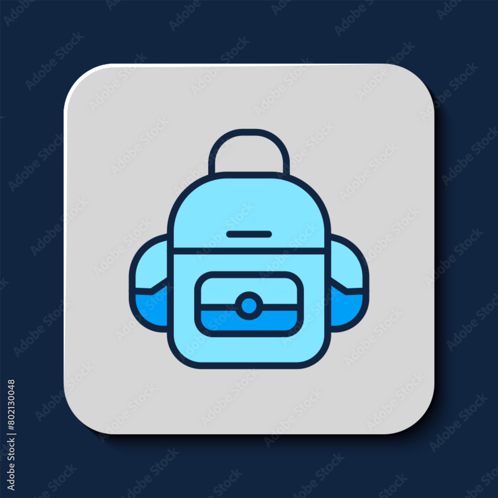 Filled outline School backpack icon isolated on blue background. Vector Filled outline School backpack icon isolated on blue background. Vector
