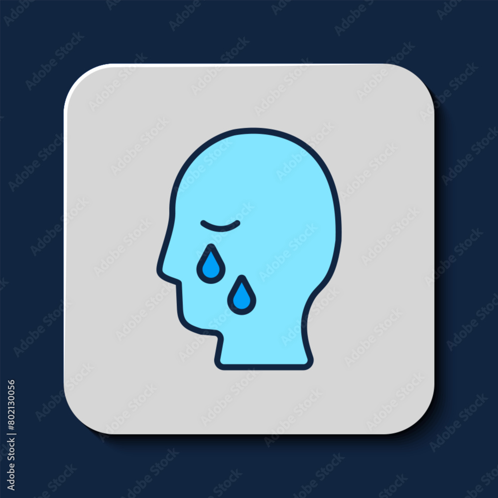 Filled outline Man graves funeral sorrow icon isolated on blue background. The emotion of grief, sadness, sorrow, death. Vector Filled outline Man graves funeral sorrow icon isolated on blue background. The emotion of grief, sadness, sorrow, death. Vector