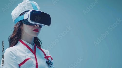 Nurse tends to patients, providing comfort and support with empathy and professionalism with virtual reality sunglass