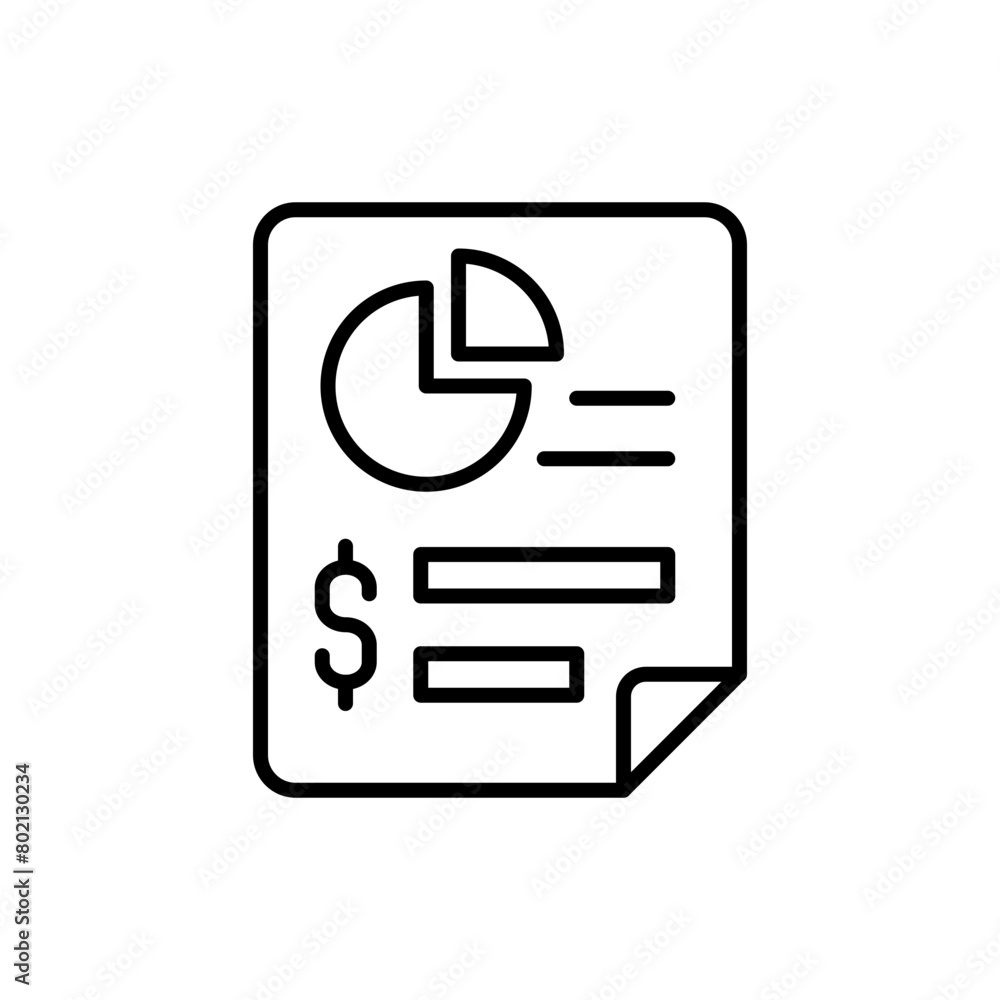 Business Report outline icons, accounting minimalist vector illustration ,simple transparent graphic element .Isolated on white background