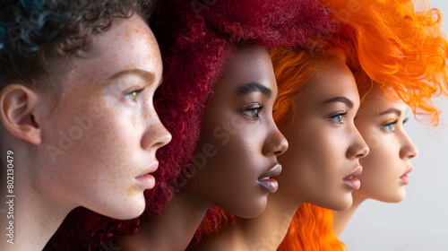 Portrait of Women Showcasing Unique and Vibrant Hairstyles in Unity
