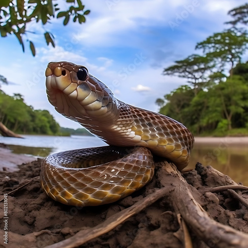 Una serpente en una floresta  photo