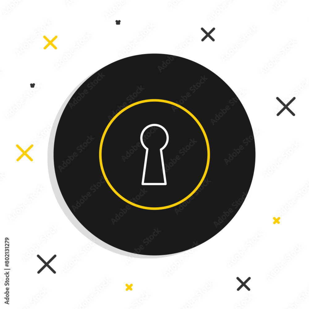 Line Keyhole icon isolated on white background. Key of success solution. Keyhole express the concept of riddle, secret, security. Colorful outline concept. Vector Line Keyhole icon isolated on white background. Key of success solution. Keyhole express the concept of riddle, secret, security. Colorful outline concept. Vector