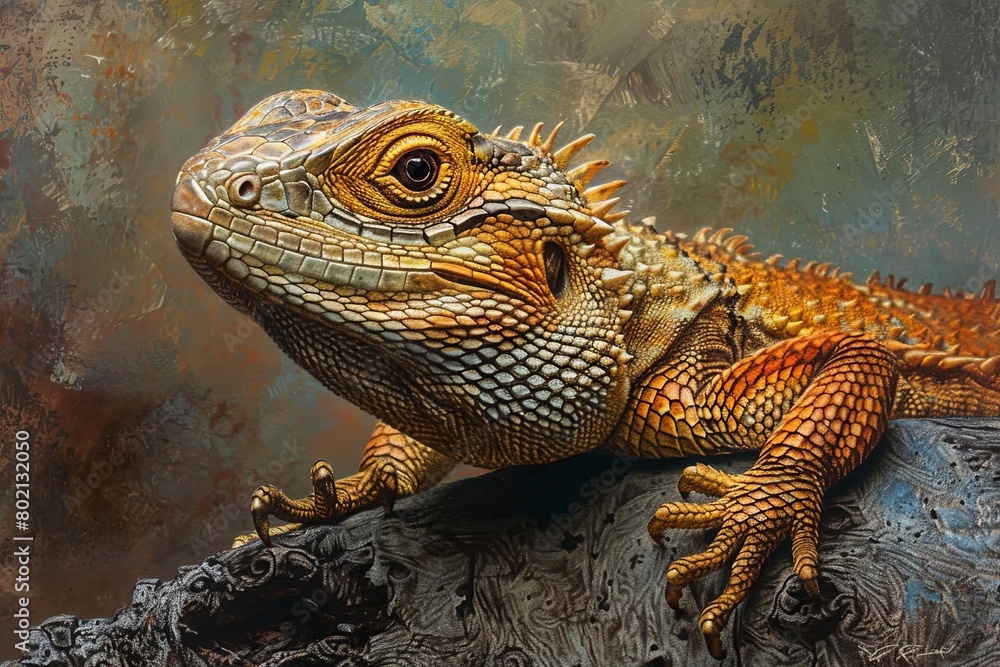 A photo of an iguana, a lizard with a spiky crest on its head and a long tail A photo of an iguana, a lizard with a spiky crest on its head and a long tail