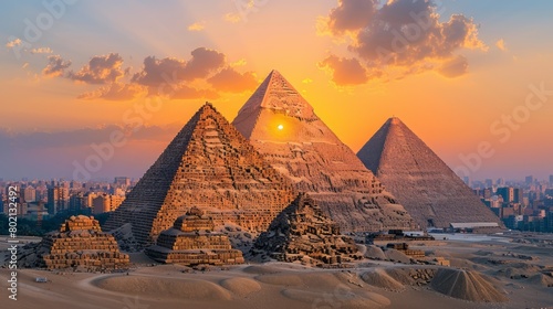 Iconic Pyramids and Cityscape  Captivating View from Giza Plateau  Cairo