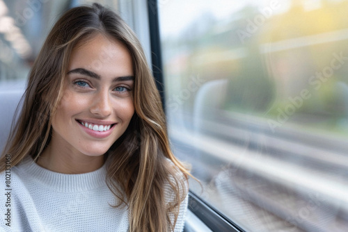 Free Download A woman with long brown hair is smiling at the camera - GFXLoad