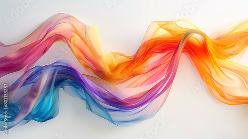 Fluid ribbons of color flowing gracefully across a pristine white backdrop  creating a mesmerizing abstract compositionh