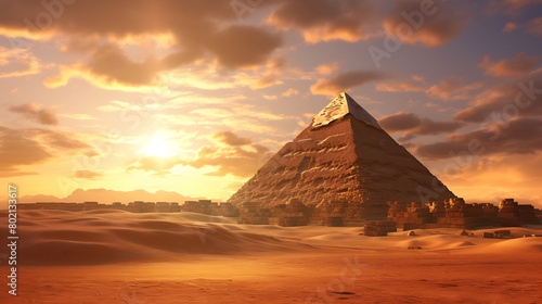 sunset over the pyramid photo