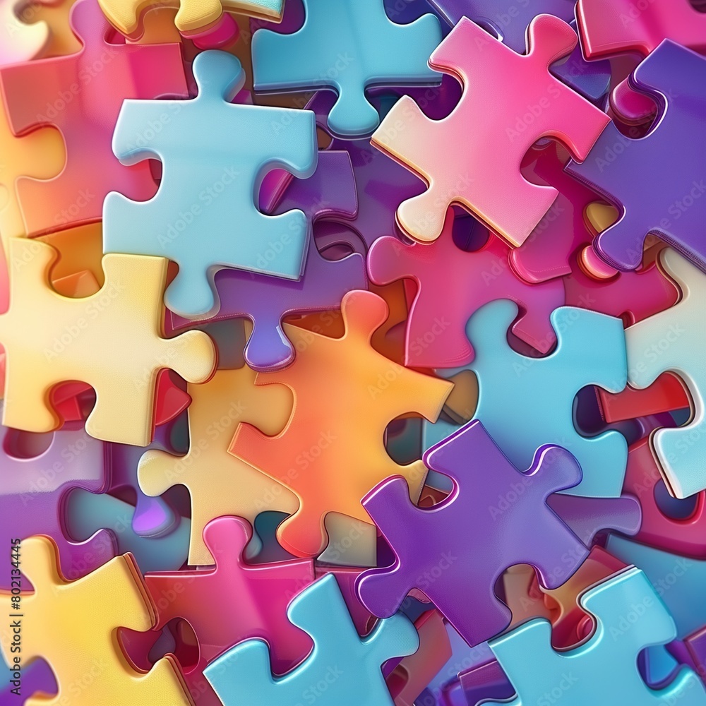 3D colorful puzzle pieces, vibrant jigsaw background. 3D colorful puzzle pieces, vibrant jigsaw background.