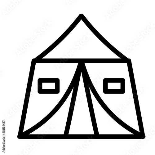 military barracks icon, military camp simple line icon