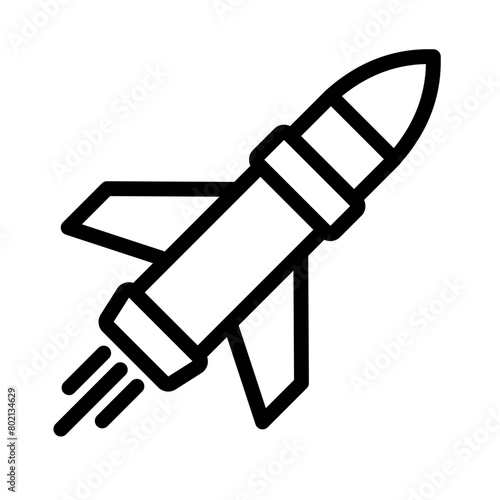 missile icon, rocket simple line icon, vector illustration