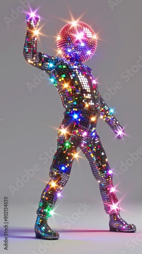 Wallpaper Mural 3D funky disco era character, disco ball for a head, retro nightclub flare lights, iconic dance pose--no dust Torontodigital.ca