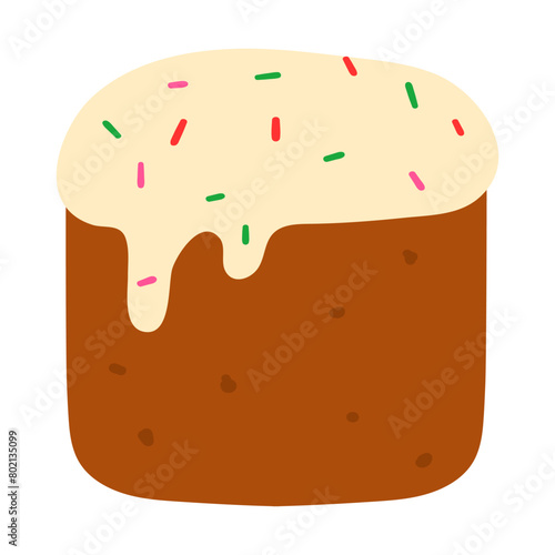 Kulich. Easter bread. Flat design. Hand drawn illustration on white background.