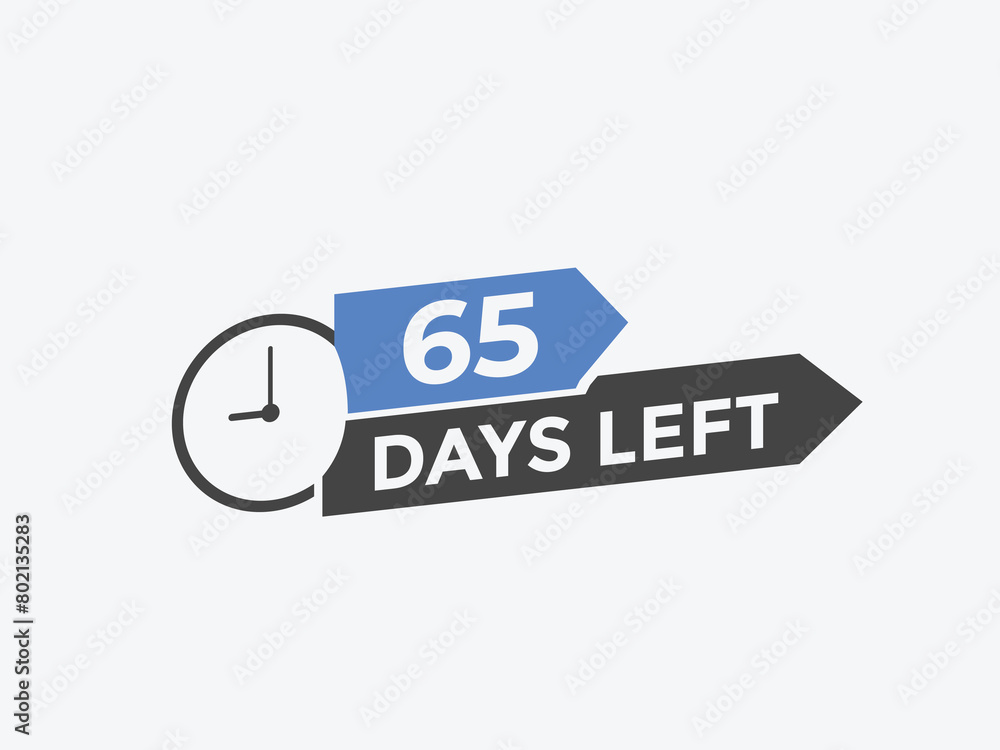 65 days to go countdown template. 65 day Countdown left days banner design. 65  Days left countdown timer
