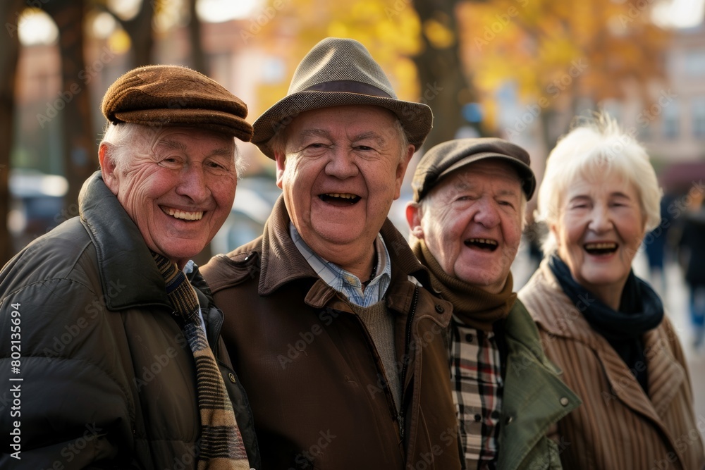 Portrait of happy senior people in the autumn park. Elderly people. Portrait of happy senior people in the autumn park. Elderly people.