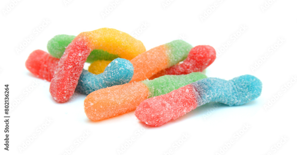 Colorful jelly candies on white background