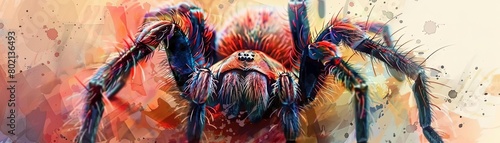 A stunning watercolor painting of a tarantula, with vibrant colors and intricate details © nattapon98