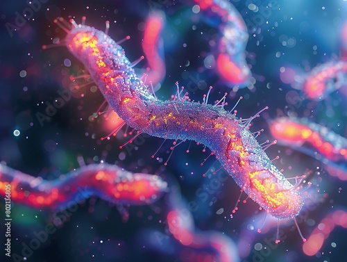 Chromosomes unraveling encoded genes, microscopic perspective.
