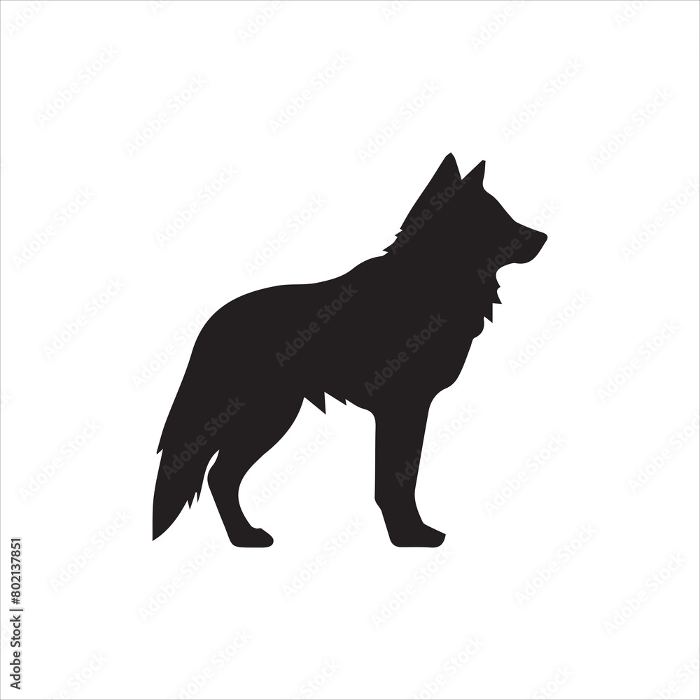 silhouette of wolf black and white