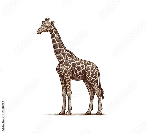 african giraffe hand drawn vector