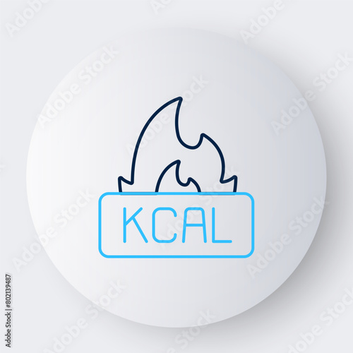 Line Kcal icon isolated on isolated on white background. Health food. Colorful outline concept. Vector