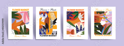 Aesthetic abstract plants and flowers, floral, flower market hand drawn vector illustration background. Design for wall art, decoration, print, poster, cover and wallpaper.